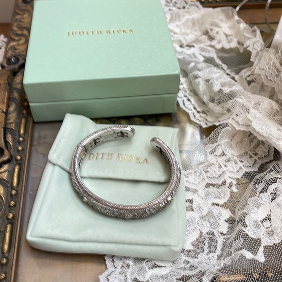 Judith Ripka Sterling and CZ cuff bracelet